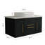 Meuble-lavabo flottant moderne avec lavabo en céramique et rangement intelligent