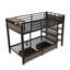 Lit superposé simple en métal avec tablettes de rangement, ports USB et tiroirs sous le lit - Noir-1628058410