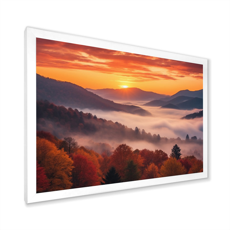 Tennessee Great Smoky Mountains Sunset II - Tennessee, art mural sur toile, Blanc, H 30 po x l 40 po, Cadre photo unique