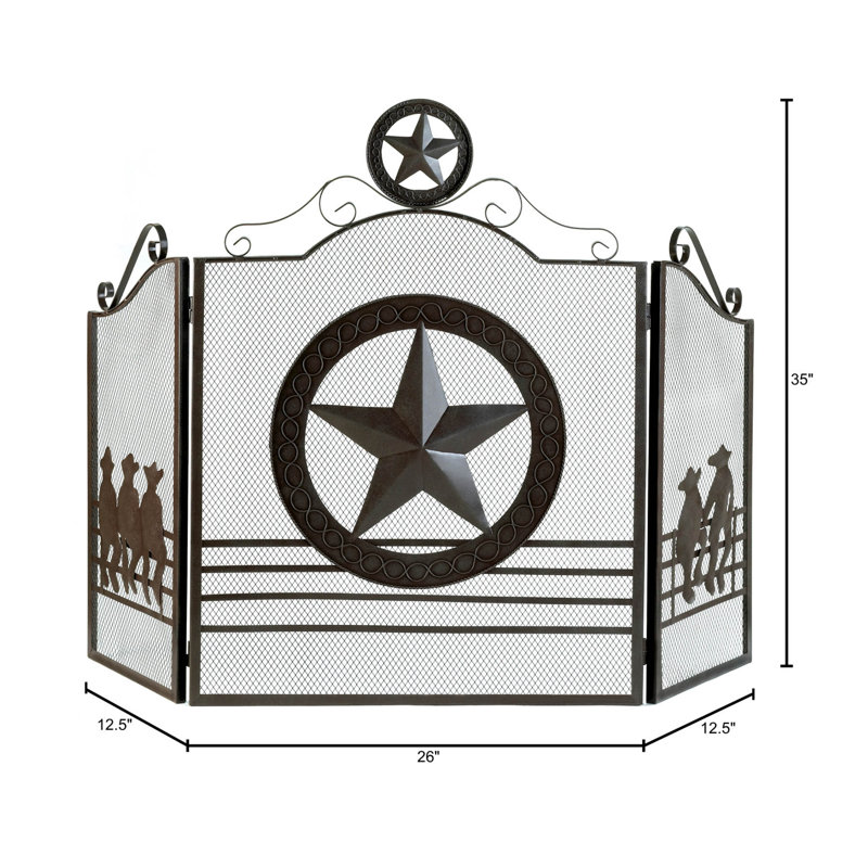 Kristaq 3 Panel Iron Fireplace Screen
