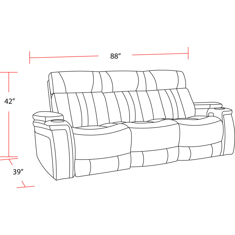 Batta 89'' Pillow Top Arm Reclining Sofa, White