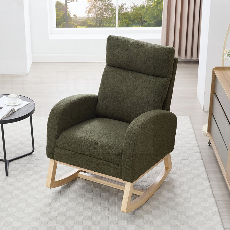 Chaise berçante en tissu Teddy, Vert