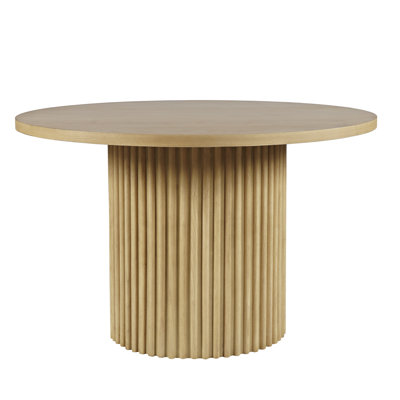 Helina Round Mid-Century Modern Fluted Pedestal Base Dining Table