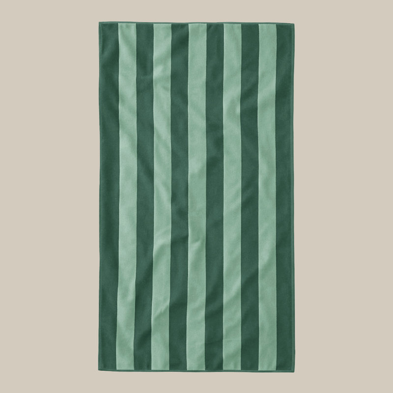 Organic Cotton Striped Beach Towel, Green Striped