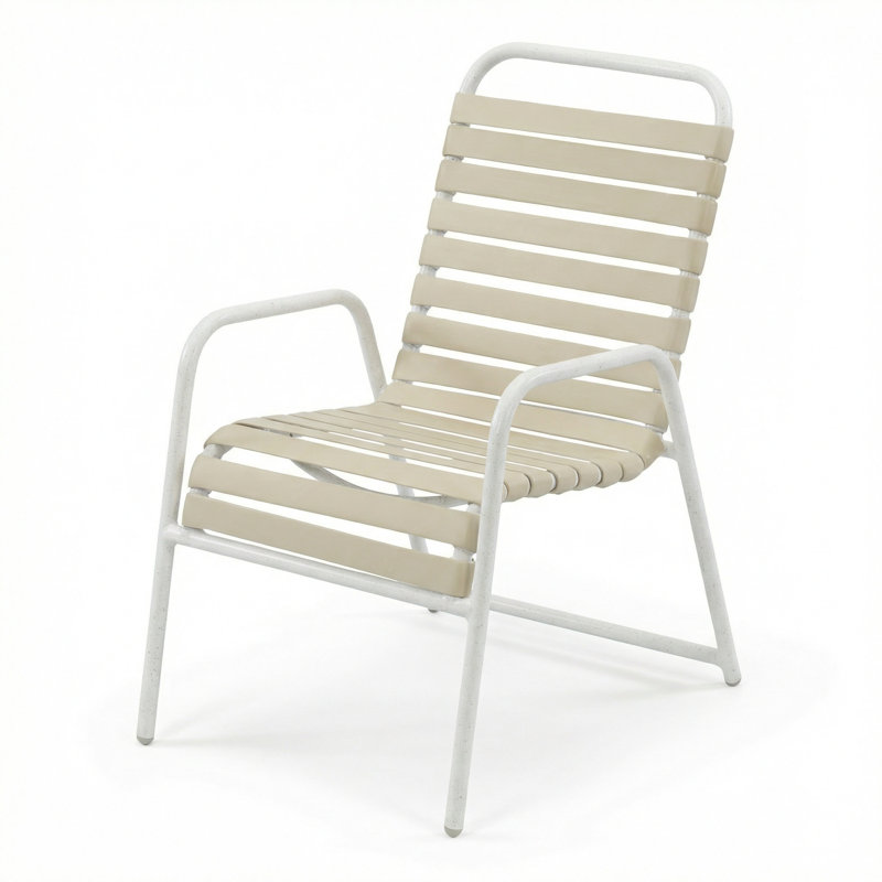 Chaise avec accoudoirs, Sangle de mastic / blanc rivière
