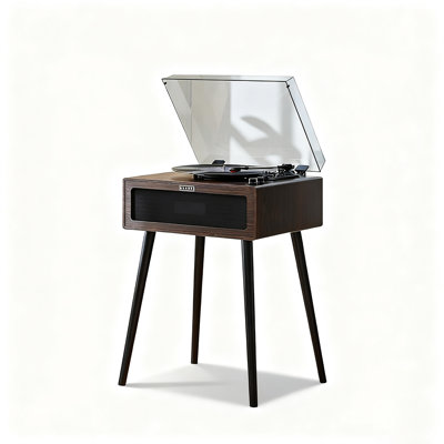 Modern Minimalist Turntable With Integrated Speakers