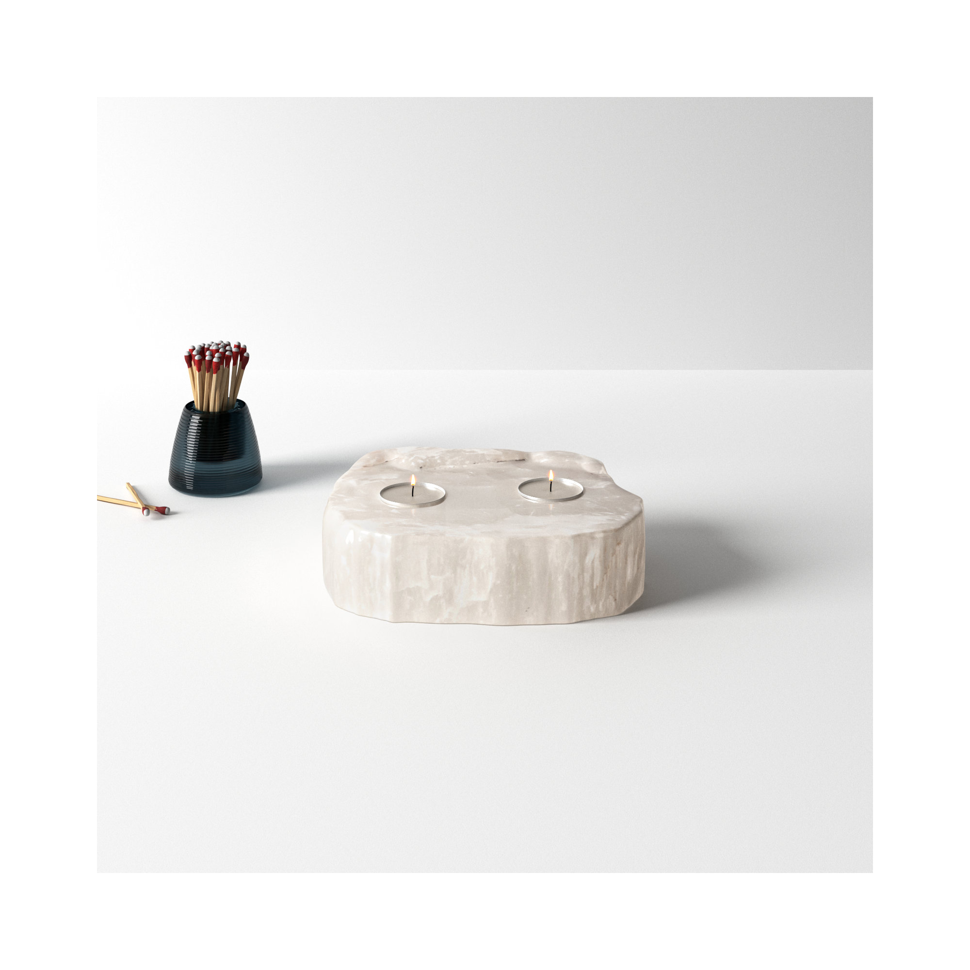 2" Selenite Tabletop Votive Holder