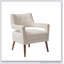 Fauteuil capitonné en polyester crème à 4 pieds