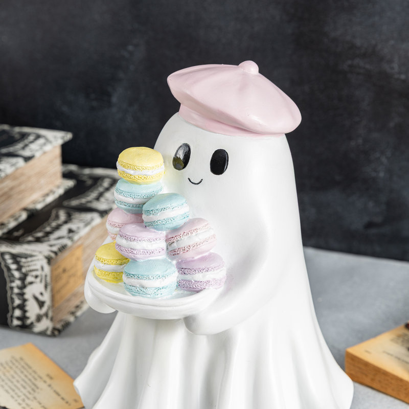 Décoration de table 9,75 "fantôme d'Halloween en polyrésine avec macarons