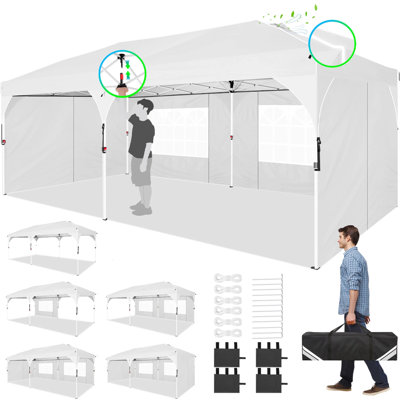 10x20 Ez Up Pop Up Canopy Tent, Party Tents with One Push Central Button Air Vent