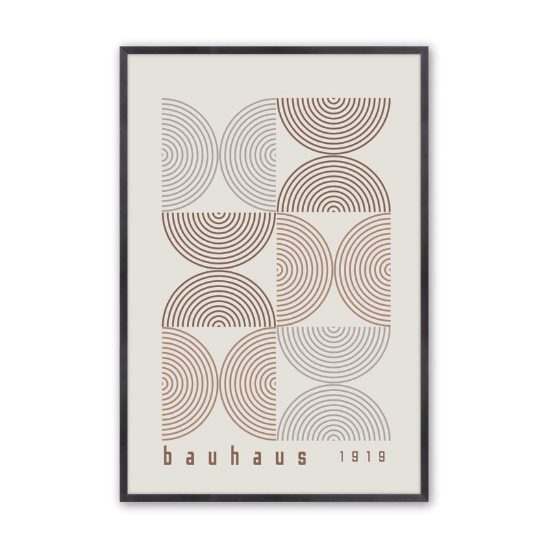 «Brown Bauhaus Composition I», impression roulée, Reproduction encadrée sans passe-partout, Zinc patiné