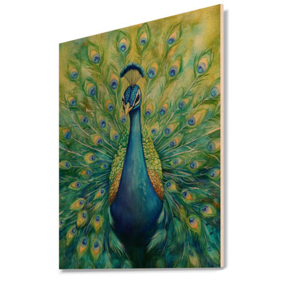 Peacock Feather Display - Botanical Wooden Wall Decor