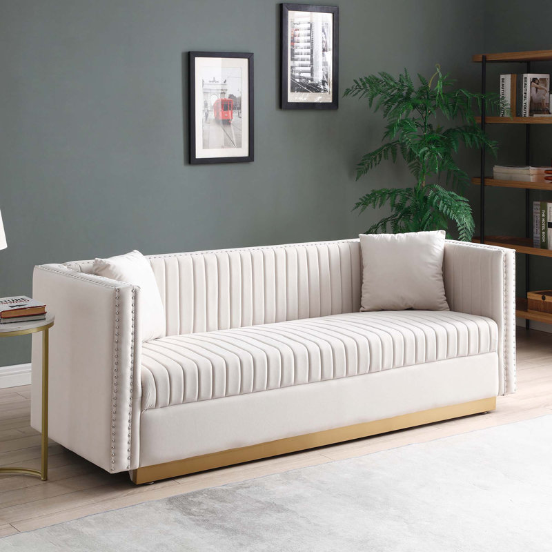 Canapé en velours capitonné Contemporary, Beige