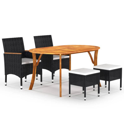  5 Piece Patio Dining Set Black