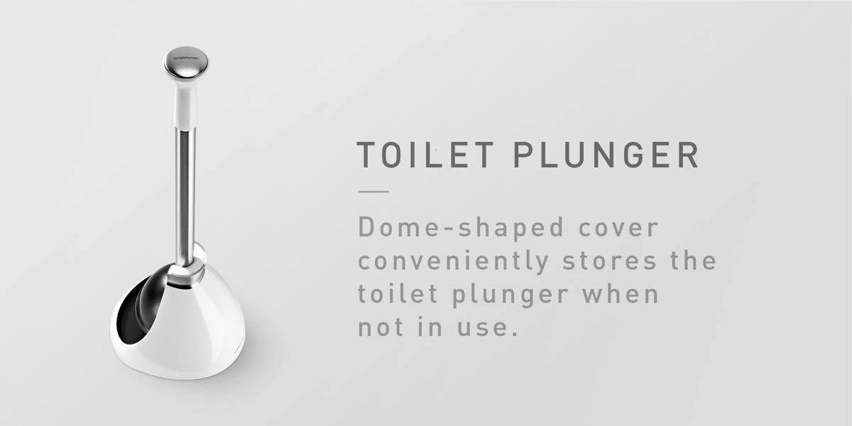Simplehuman Plunger and Toilet Brush Bundle, White