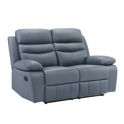 Canapé inclinable 2 places, revêtement en cuir bleu, coussins moelleux pour un confort optimal, mobilier de salon moderne, 1 pièce