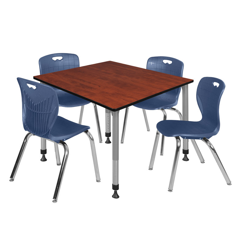 Ensemble de table de salle à manger L 42 po Romig Kee, Bleu, Cerisier, H 34 po x L 30 po x l 30 po