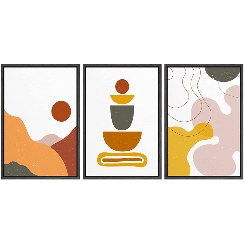 3 pièces, cadre flottant, impression sur toile, Noir, H 24 po x l 48 po x P 1,5 po