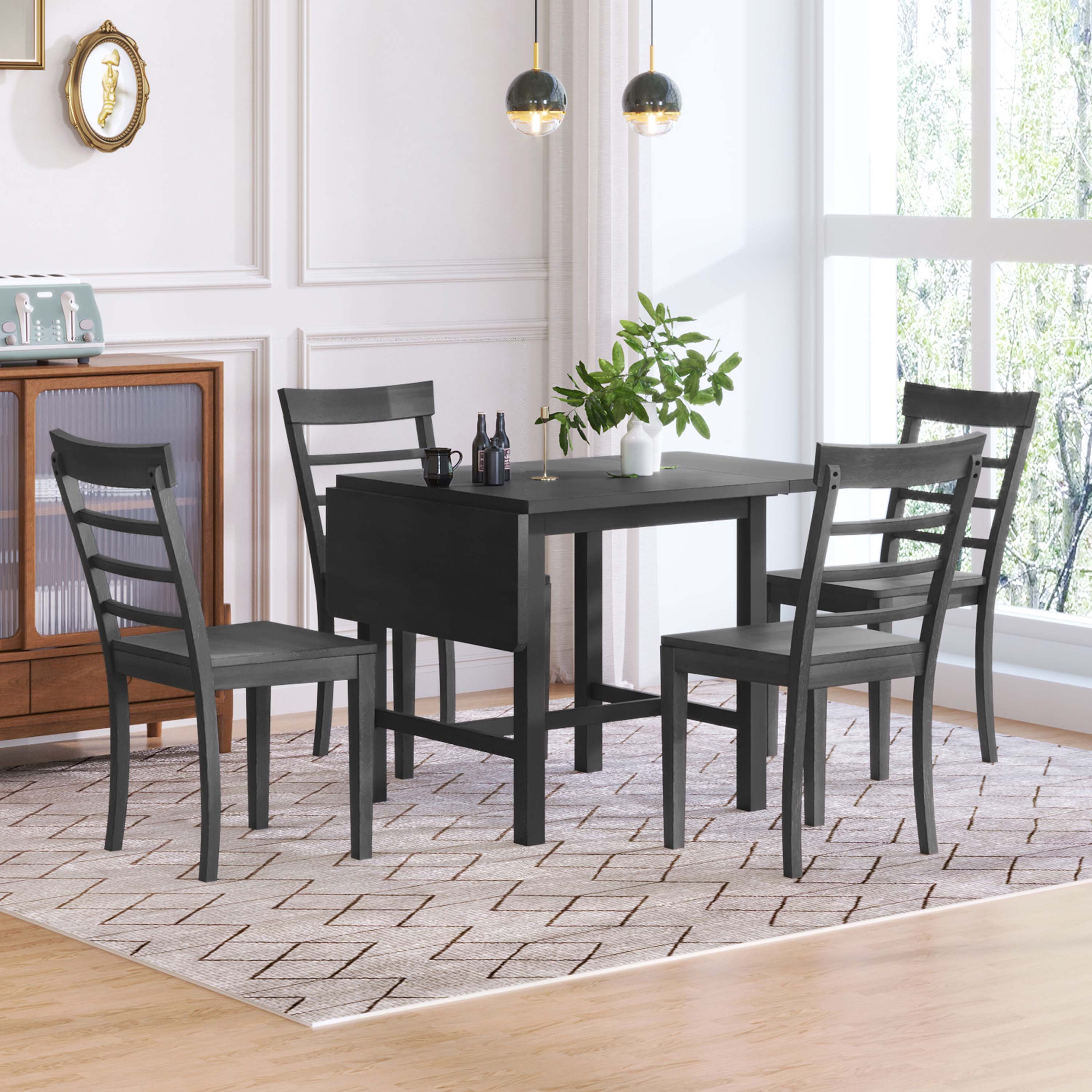 Lay Back Table Lark Manor Wood Square Drop Leaf Breakfast Nook Extendable Dining Table ...