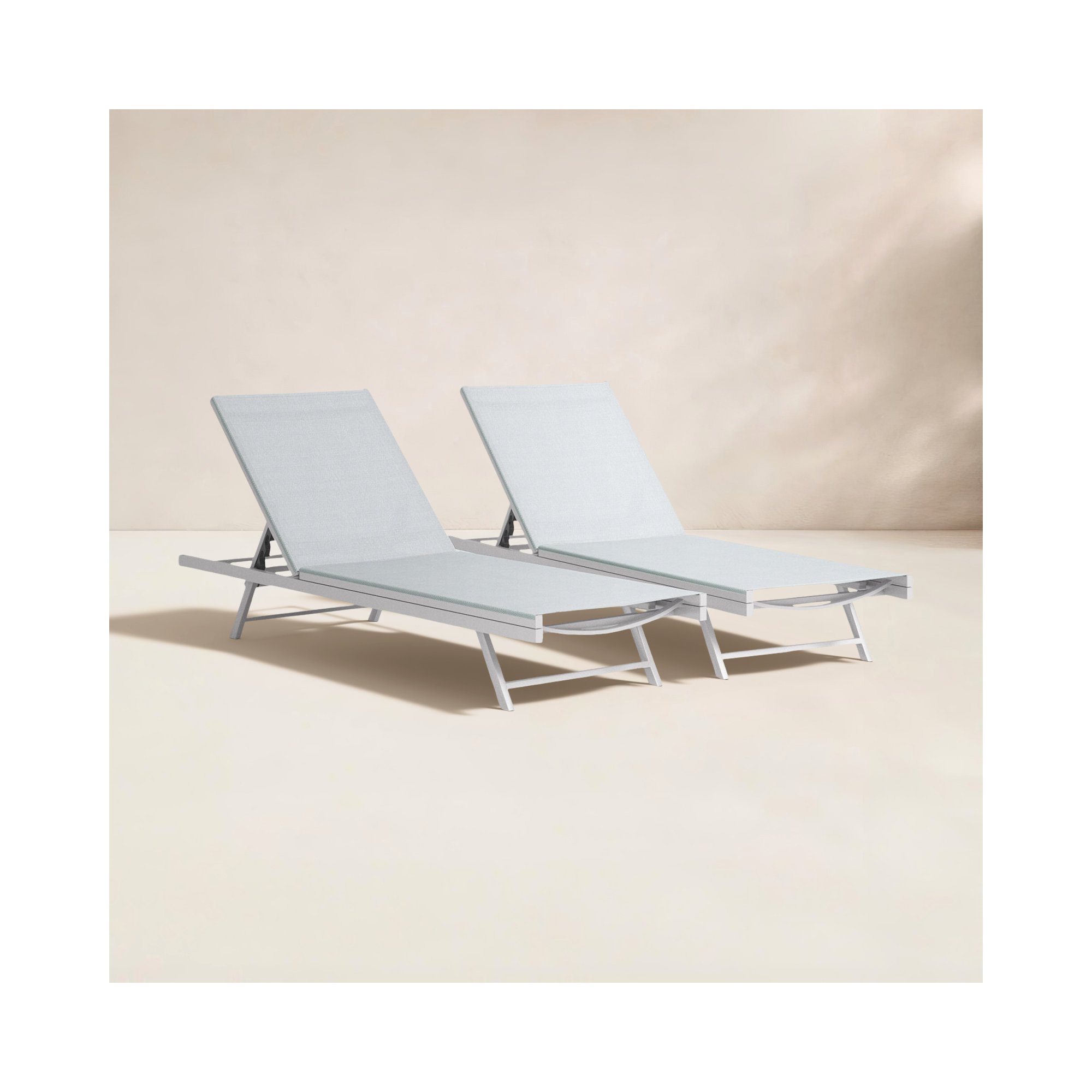 25'' Outdoor Metal Chaise Lounge Set, Gray
