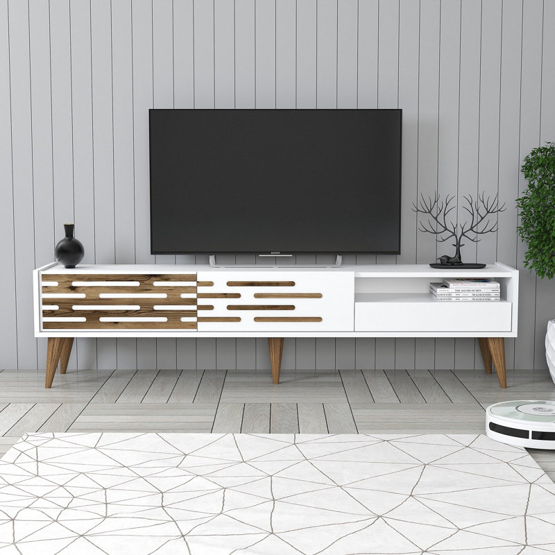 Keikei Unfinished TV Stand, Cream/Brown