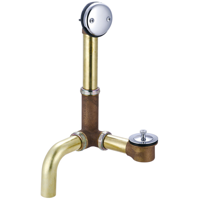 Polished Chrome Brass Tub Drain with Lift and Turn