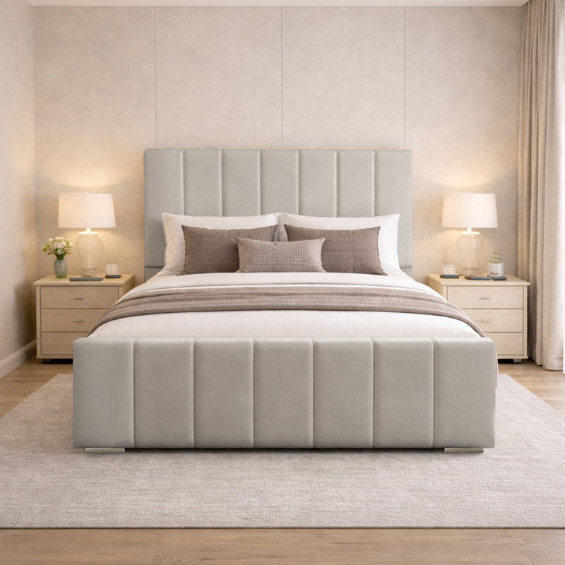 Connell Upholstered Bed Frame, Single (3'), Silver