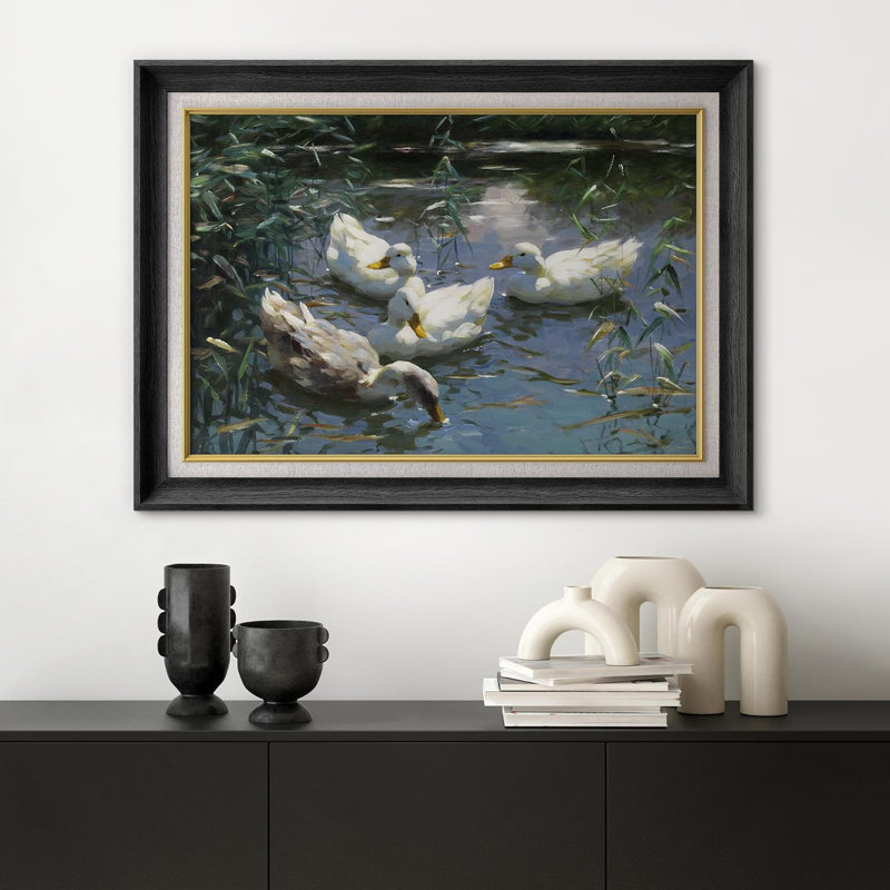 Bird Farming Farmland Barn, impression sur papier, Cadre noir, Pas de tapis