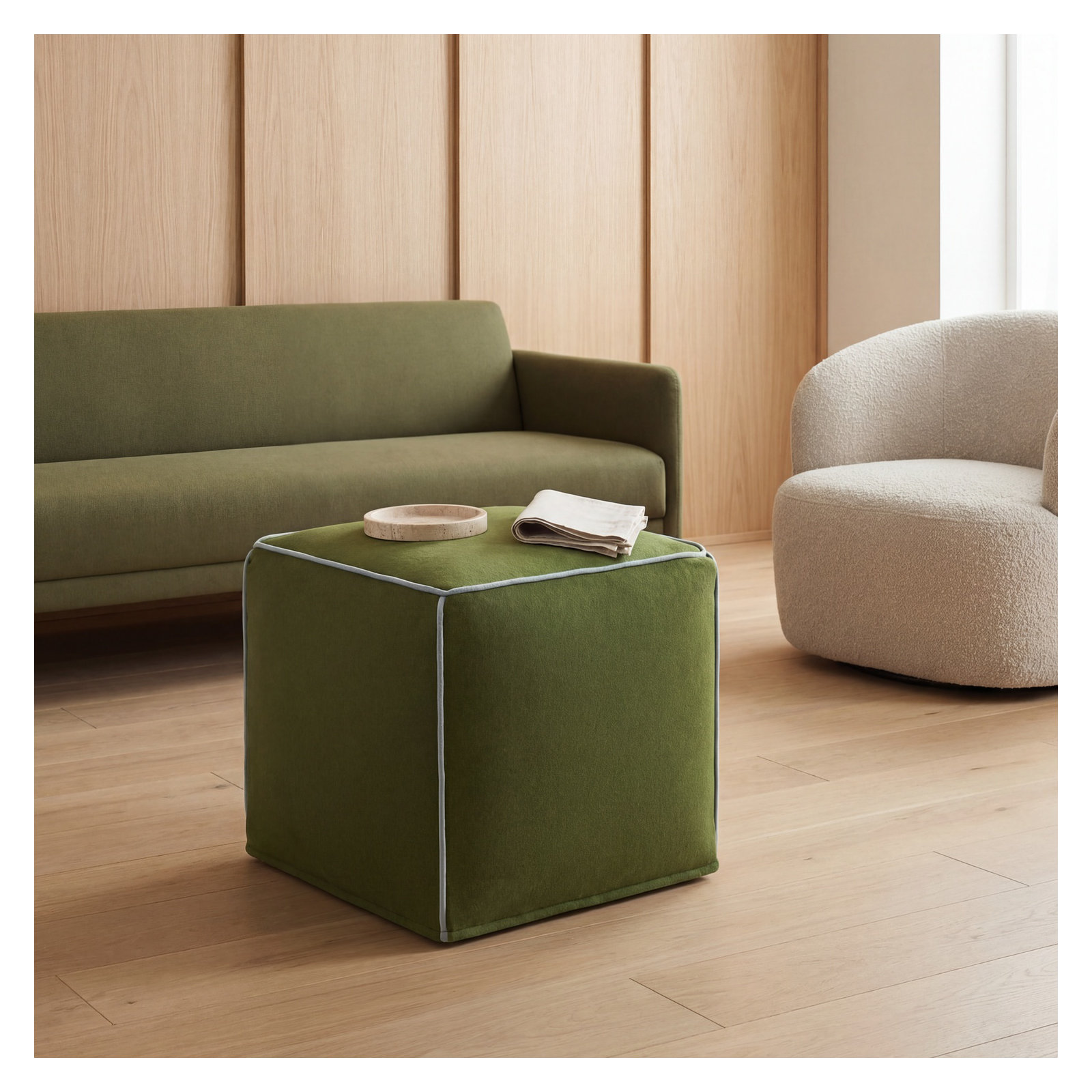 Ackerly Pouf, Green/Blue