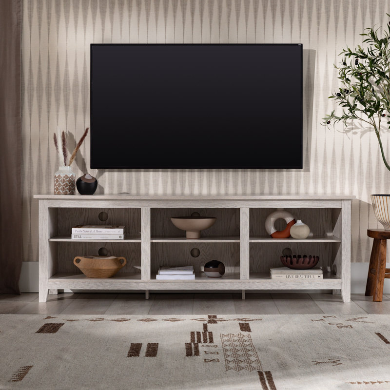 Meuble télé avec rangement ouvert Sunbury, Blanc délavé, 70"