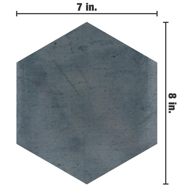 Capri 7" x 8" Porcelain Stone Look Wall & Floor Tile, Indigo