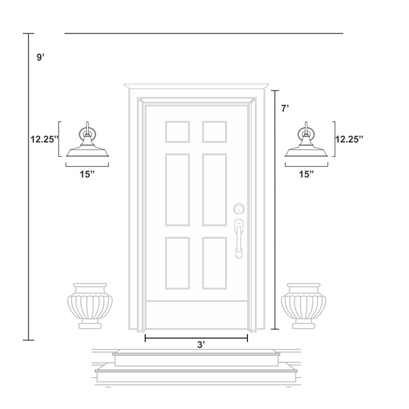Luminaire de grange d'extérieur avec crépuscule à l'aube Gunnora, Vert chasseur / blanc, H 12,25 po x l 15 po x P 23 po