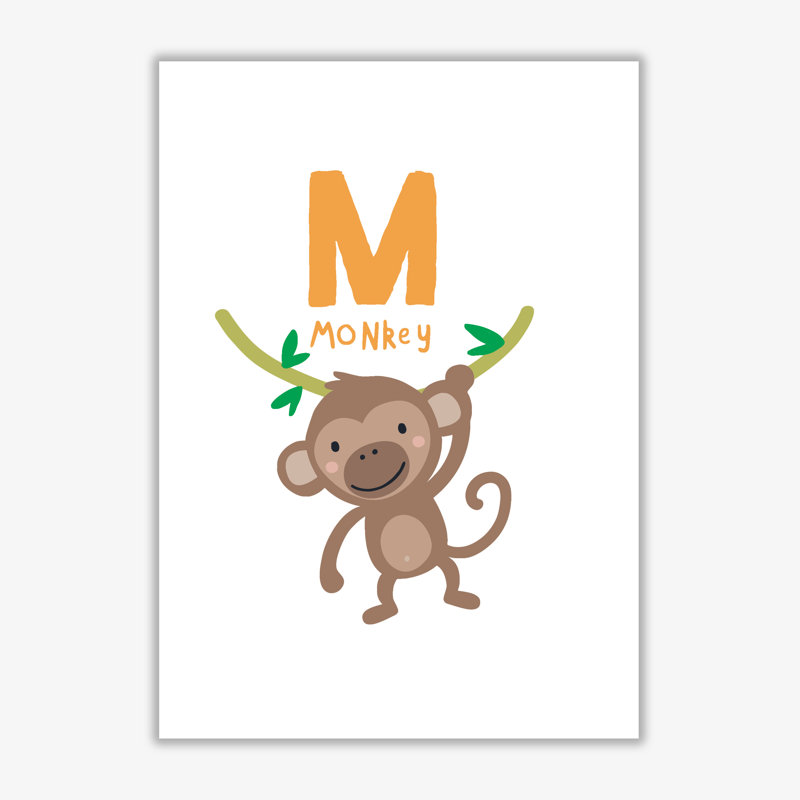 Alphabet Animals, M Is For Monkey - Print, No Frame, 30 cm H x 21 cm W x 1 cm D