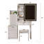 Ensemble de coiffeuse avec miroir éclairé coulissant, coiffeuse à maquillage avec 4 tiroirs et 9 espaces de rangement, compartiments cachés et tabouret rembourré, mobilier de beauté blanc pour la chambre à coucher