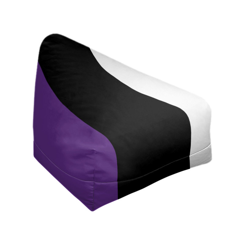 Sacramento Bean Bag Chair & Lounger, 27" x 27" x 30", Purple/Black/White
