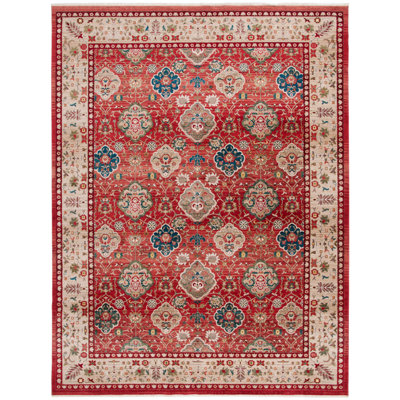 Tapis rouge / beige en polypropylène tissé à plat Ralph Lauren