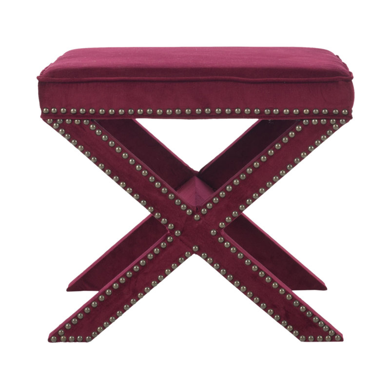 Dangela Upholstered Ottoman, Red Velvet