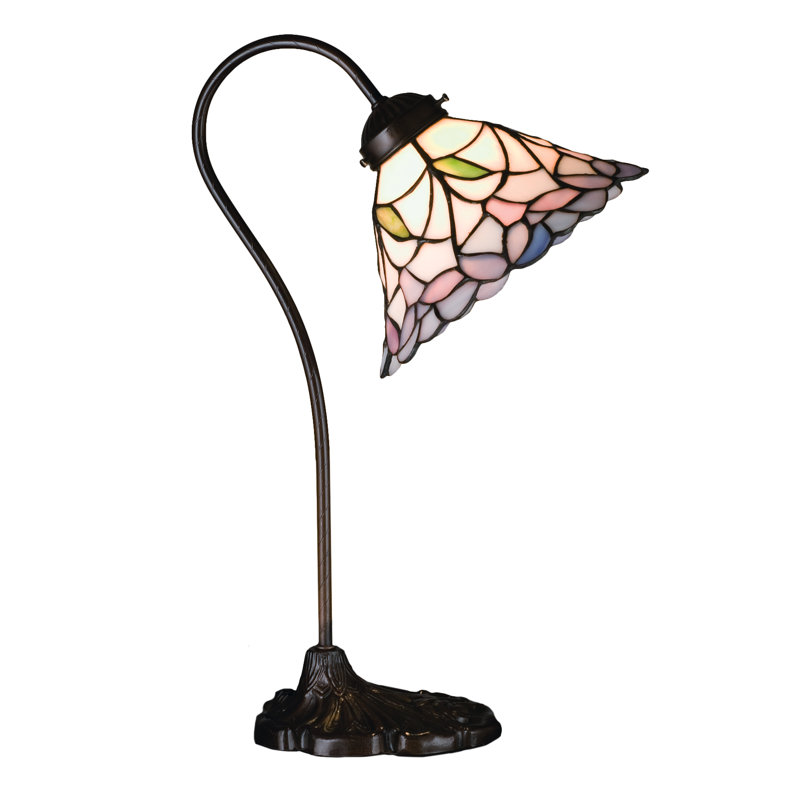 Mahogany Bronze 18" Stained Glass Desk Lamp with Adjustable Arm