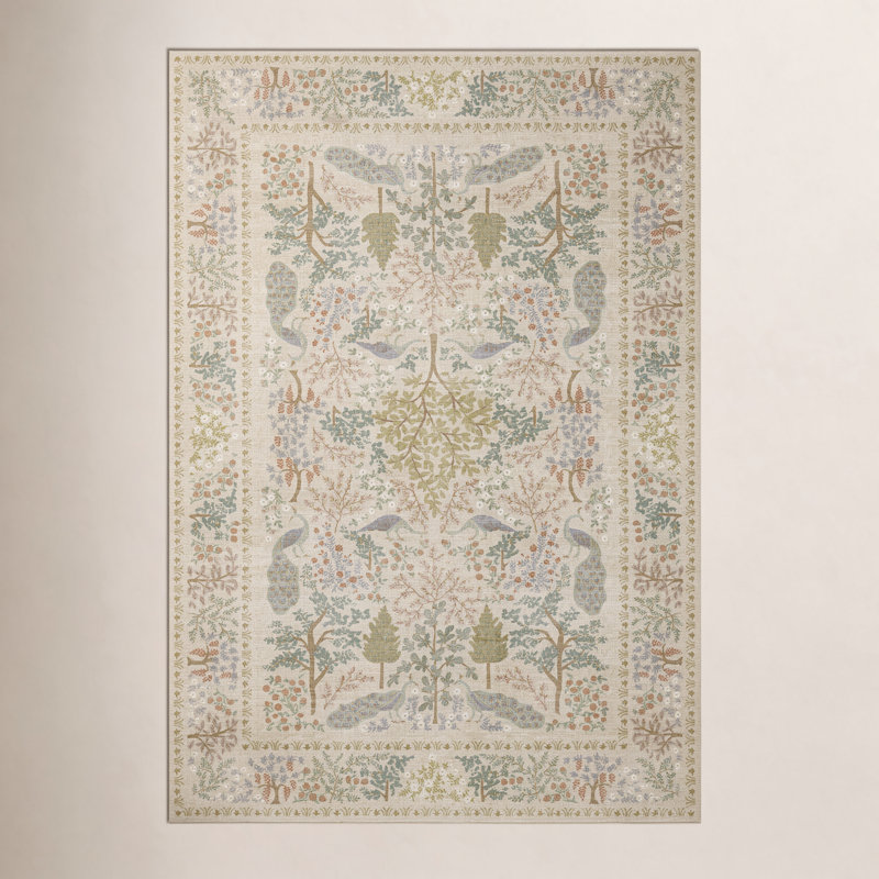 Tapis crème Rifle Paper Co. x Loloi, Rectangulaire 2 pi x 3 pi