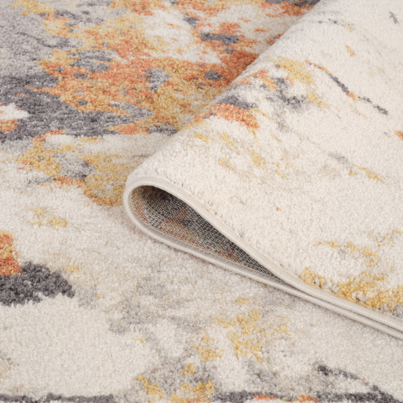 Charolene Abstract Ivory Power-Loom Area Rug, Runner 2'7" x 9'
