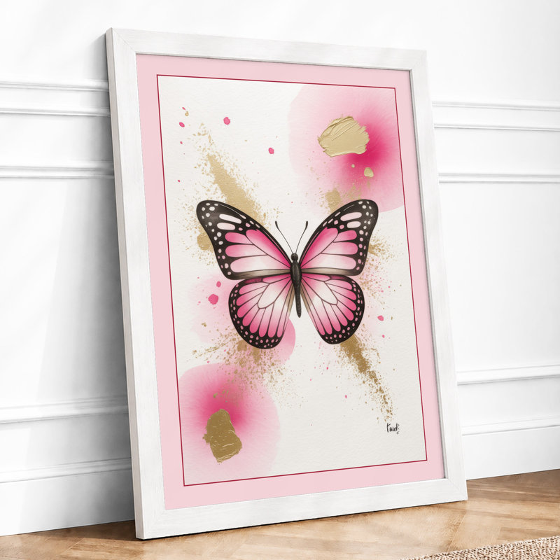 Butterfly in Bloom Botanical - Framed Print, A4 - 29.7 x 21.0 cm, White
