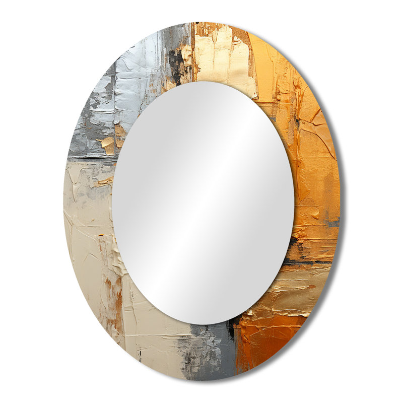 Miroir mural ovale sur métal doré, 43 po x 33 po