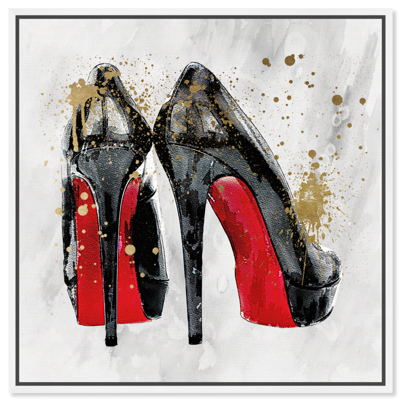 «You and Red Soles Gold Shoes», reproduction d'art sur toile, Toile blanche encadrée, H 30 po x l 30 po x 1,5 po