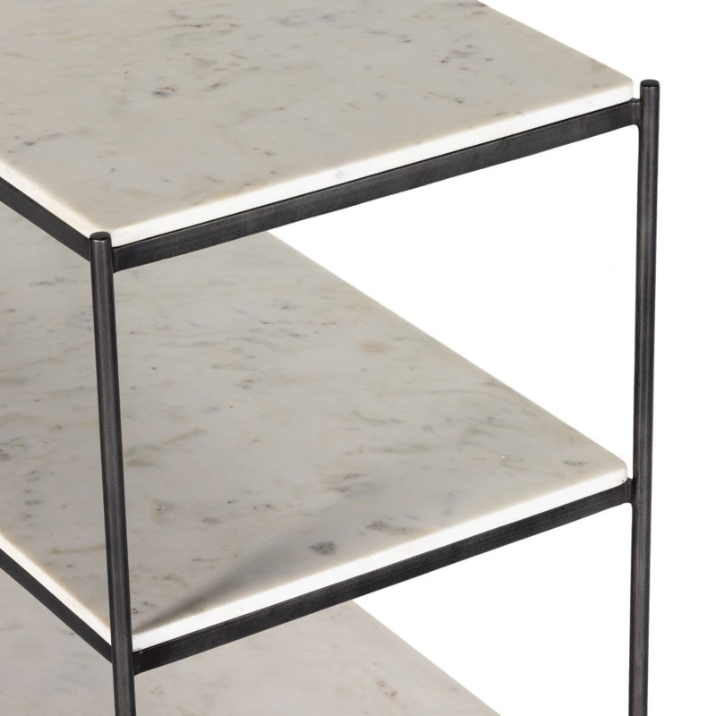 Felix Large Console Table - Antique Brass, White/Polished White Marble