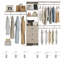 Organisateur de placard, système de placard avec 3 tringles de suspension, 3 tiroirs et tablettes ouvertes (kaki)-1119658549