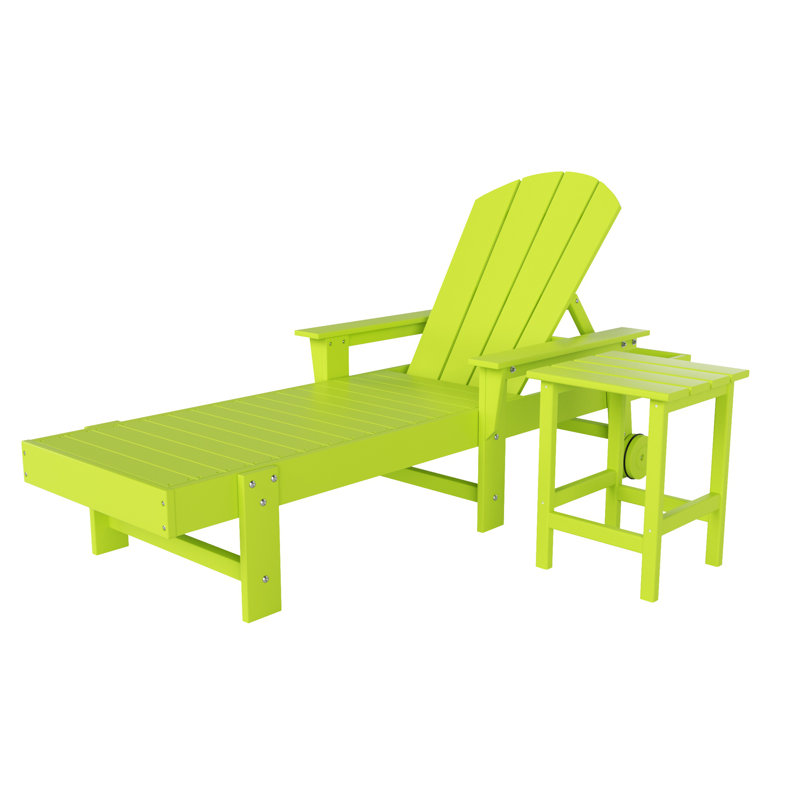 Laguna Outdoor Chaise Lounge with Table, Lime