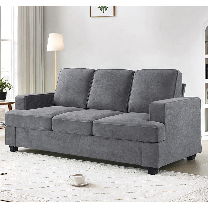 Canapé confortable en velours avec coussins moelleux pour se détendre, Gray