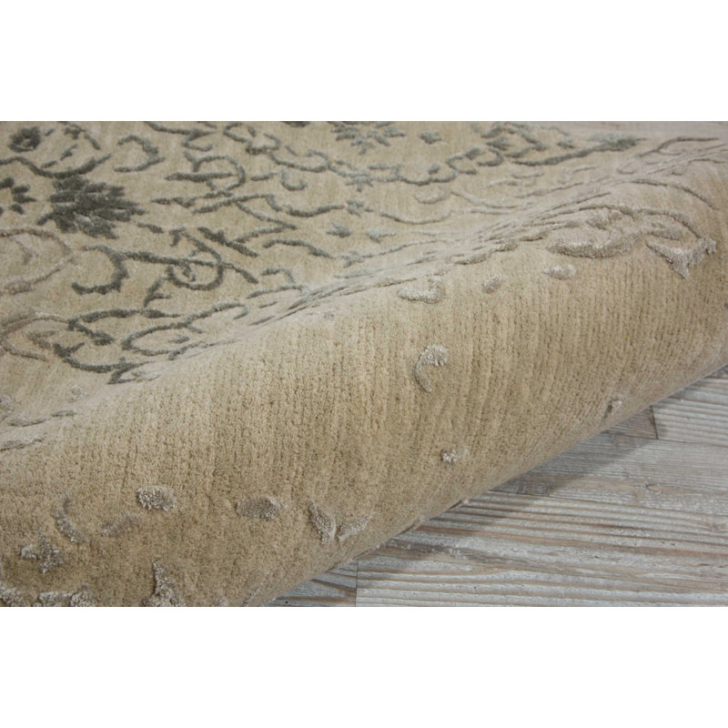 Tapis beige contemporain fait à la main Paris Damask, Rectangle 5 pi 6 po x 7 pi 5 po