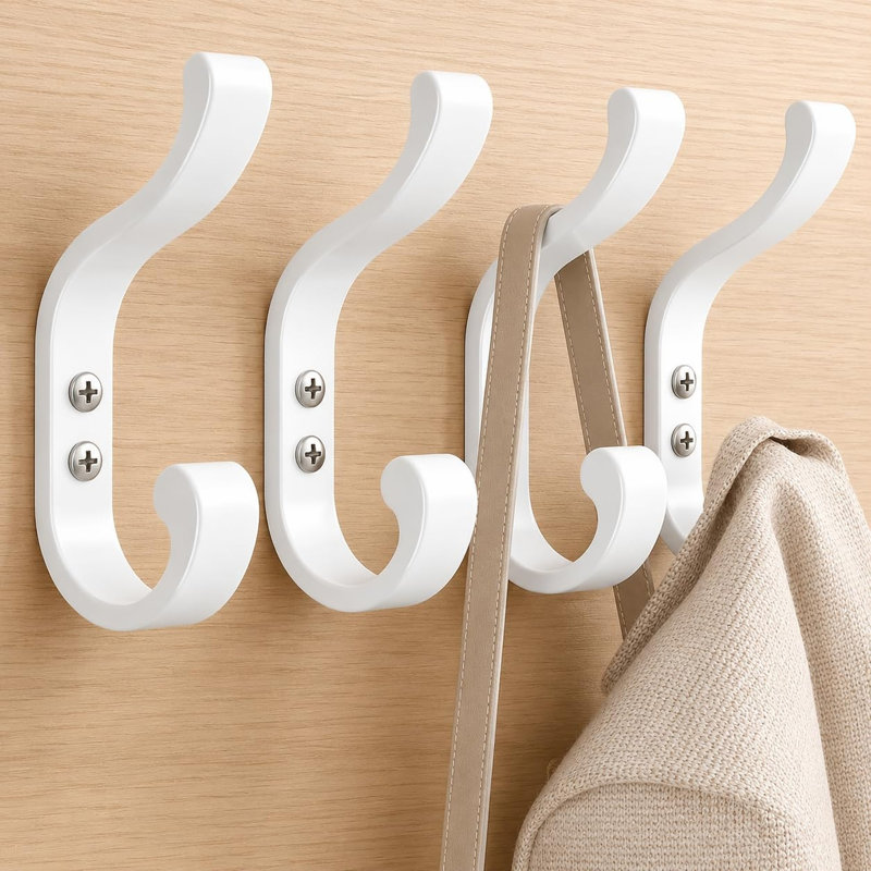 Metal Wall Mounted Required Wall Hook, White