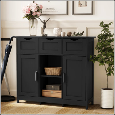 Spacious Wooden Floor Cabinet With Multiple Drawers And Shelves For Organized Storage And Clutter-Free Living